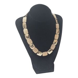 Liz Claiborne Gold Statement Necklace‎ Textured Square Block Chain